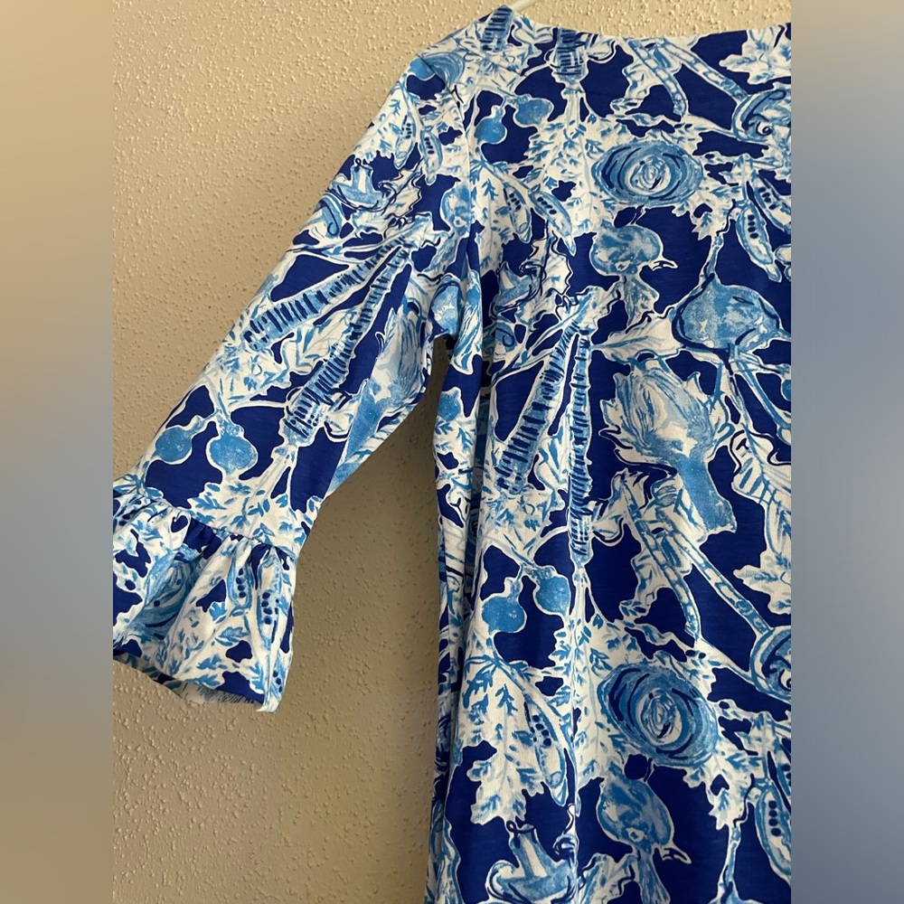 NWT - Women’s Small Lilly Pulitzer Waverly Ruffle 3/4 sleeve Top - Picture 4 of 10